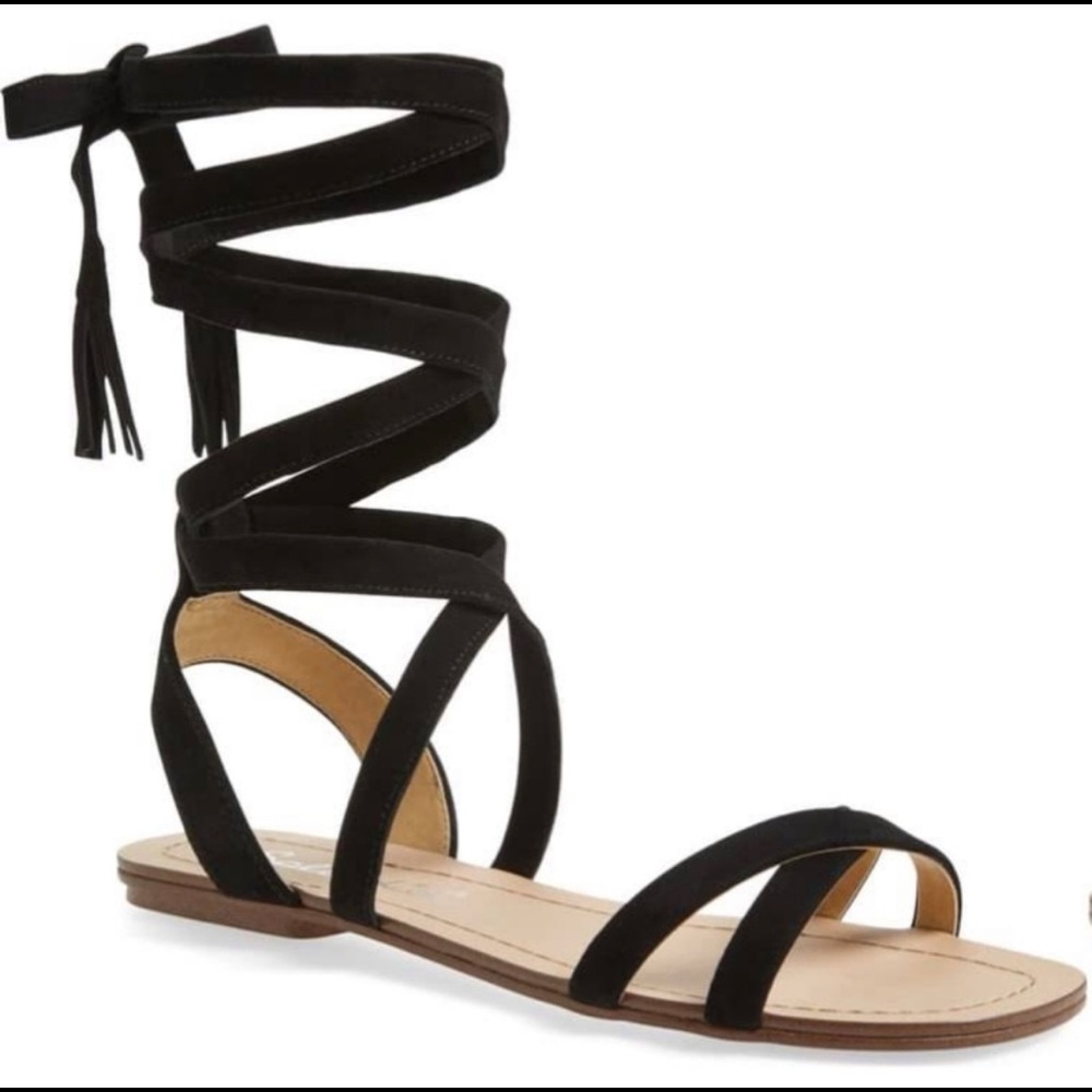 Splendid Gladiator Strappy Sandals Black Suede size 6